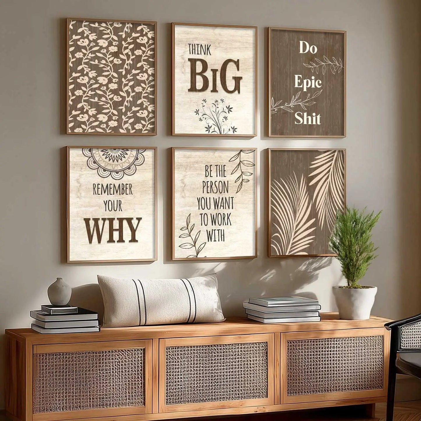 Motivational Quotes Framed Posters for Home Living Room Bedroom and Office Wall Decor Set of 6