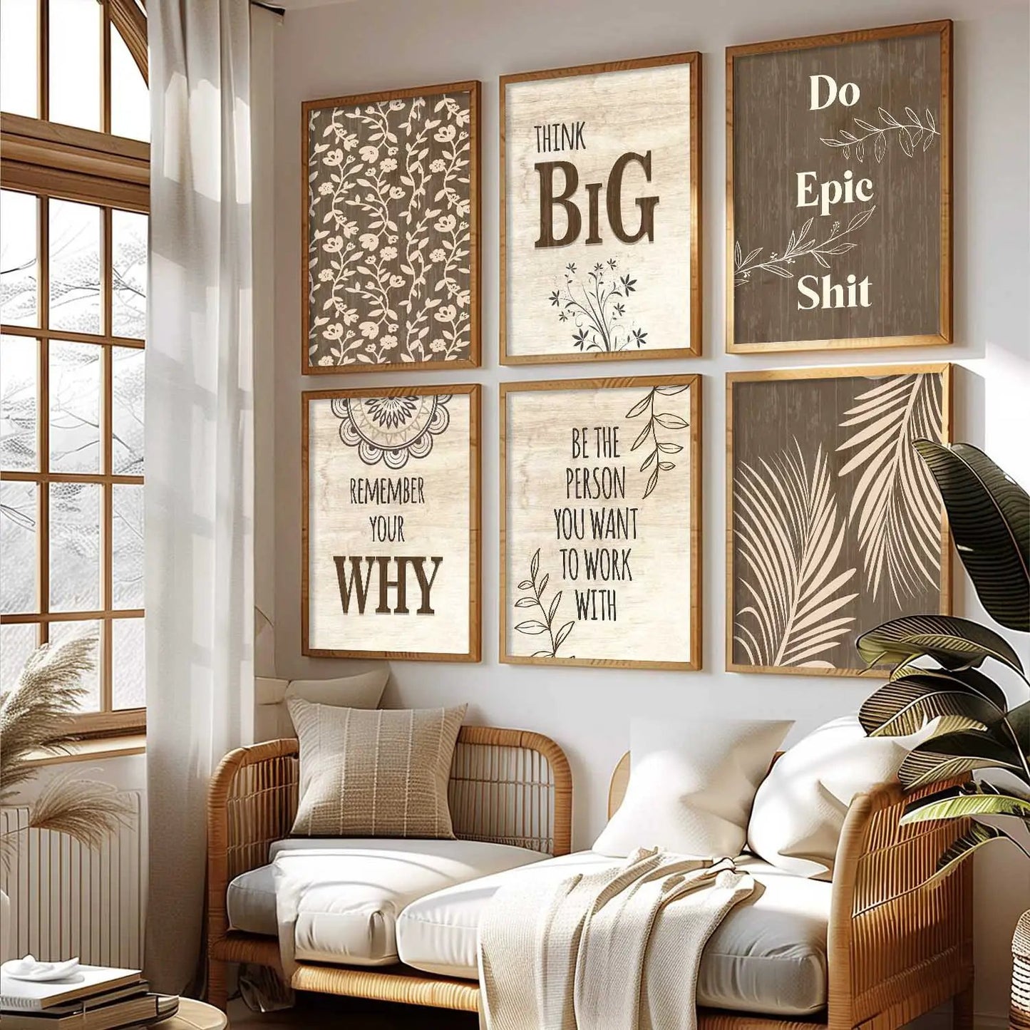 Motivational Quotes Framed Posters for Home Living Room Bedroom and Office Wall Decor Set of 6