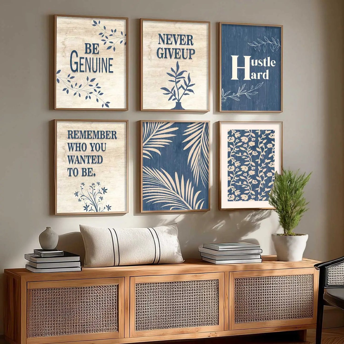 Motivational Quotes Framed Posters for Home Living Room Bedroom and Office Wall Decor Set of 6