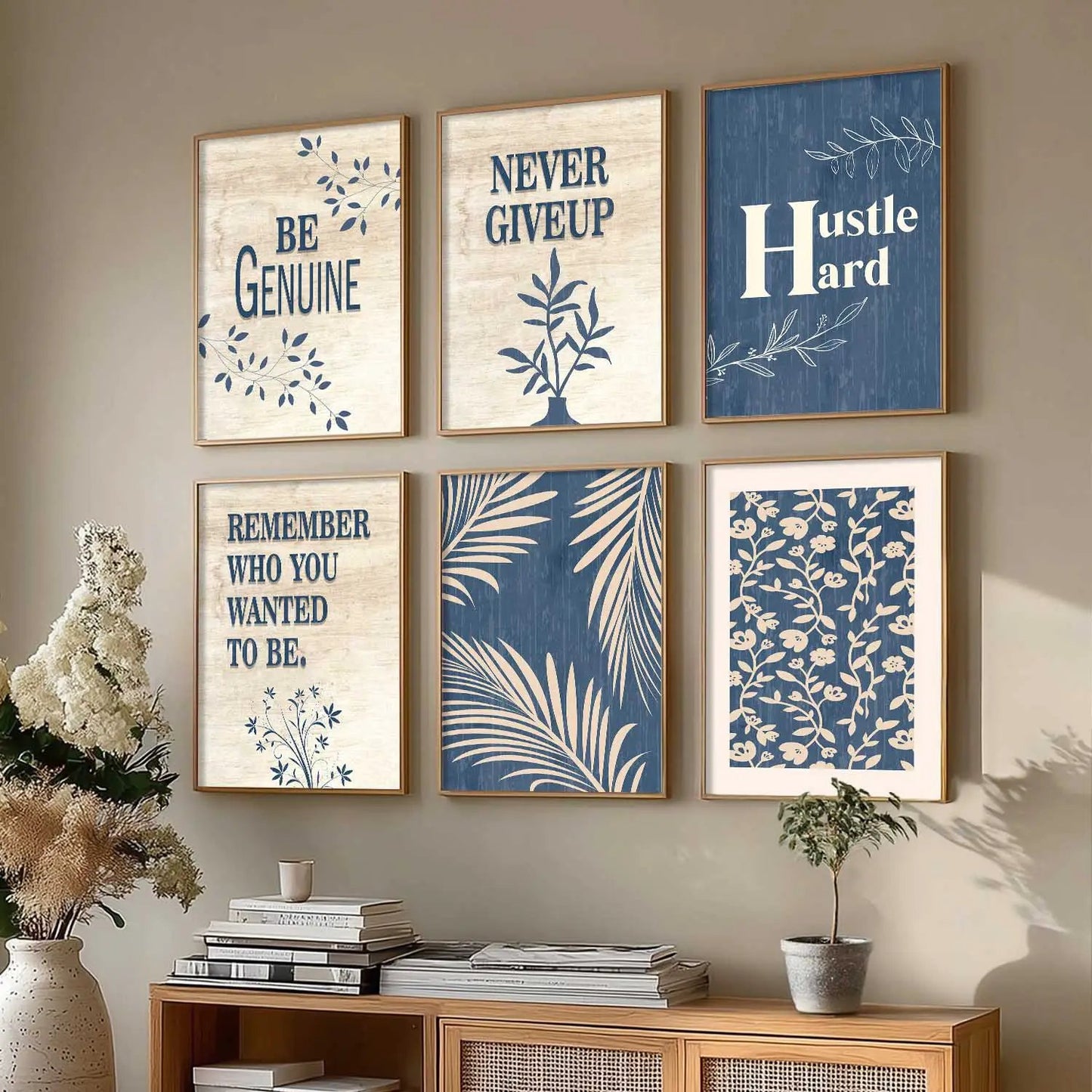 Motivational Quotes Framed Posters for Home Living Room Bedroom and Office Wall Decor Set of 6