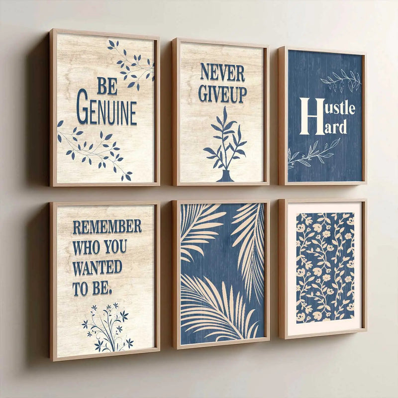 Motivational Quotes Framed Posters for Home Living Room Bedroom and Office Wall Decor Set of 6