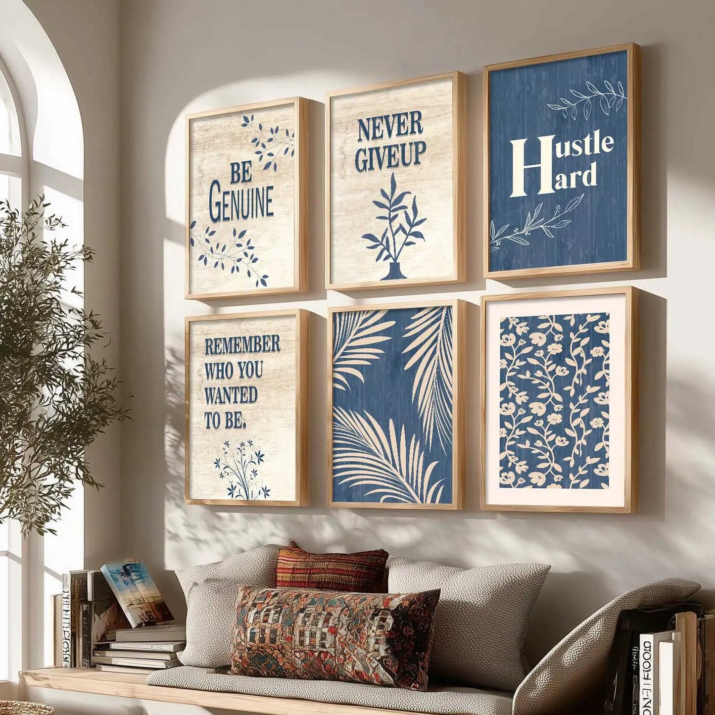 Motivational Quotes Framed Posters for Home Living Room Bedroom and Office Wall Decor Set of 6