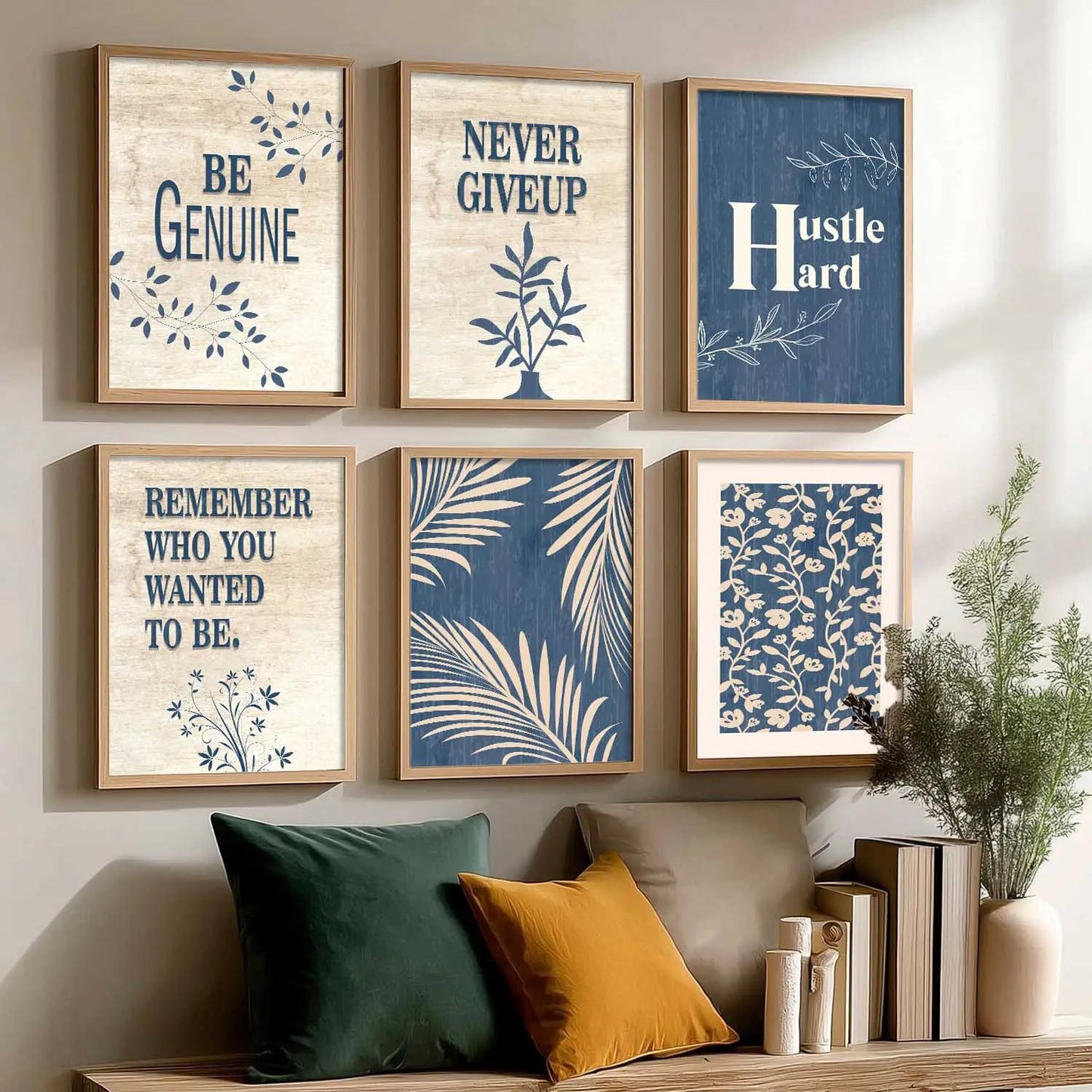 Motivational Quotes Framed Posters for Home Living Room Bedroom and Office Wall Decor Set of 6