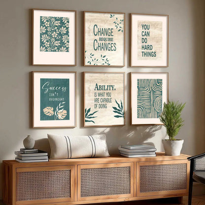 Motivational Quotes Framed Posters for Home Living Room Bedroom and Office Wall Decor Set of 6