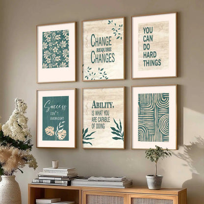 Motivational Quotes Framed Posters for Home Living Room Bedroom and Office Wall Decor Set of 6