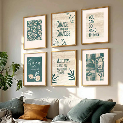 Motivational Quotes Framed Posters for Home Living Room Bedroom and Office Wall Decor Set of 6