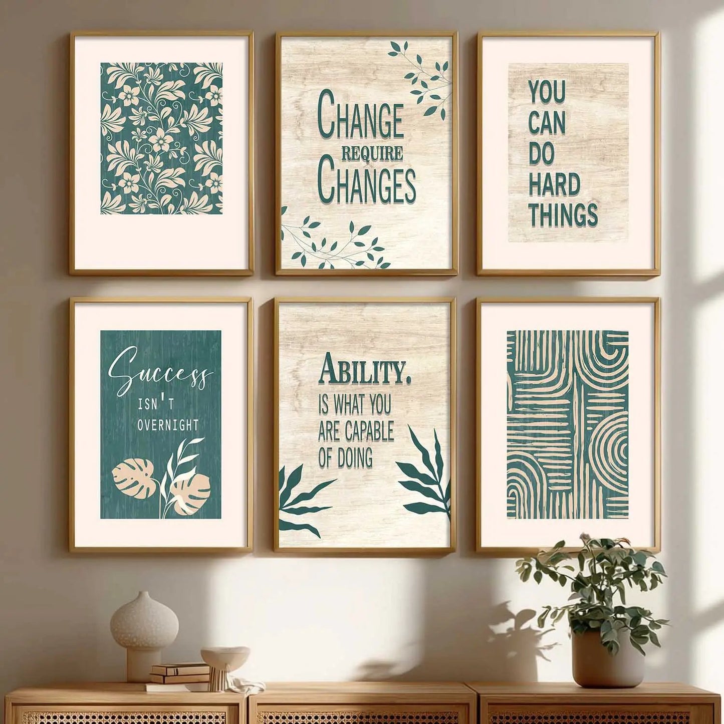 Motivational Quotes Framed Posters for Home Living Room Bedroom and Office Wall Decor Set of 6