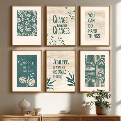 Motivational Quotes Framed Posters for Home Living Room Bedroom and Office Wall Decor Set of 6