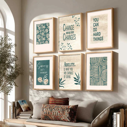 Motivational Quotes Framed Posters for Home Living Room Bedroom and Office Wall Decor Set of 6