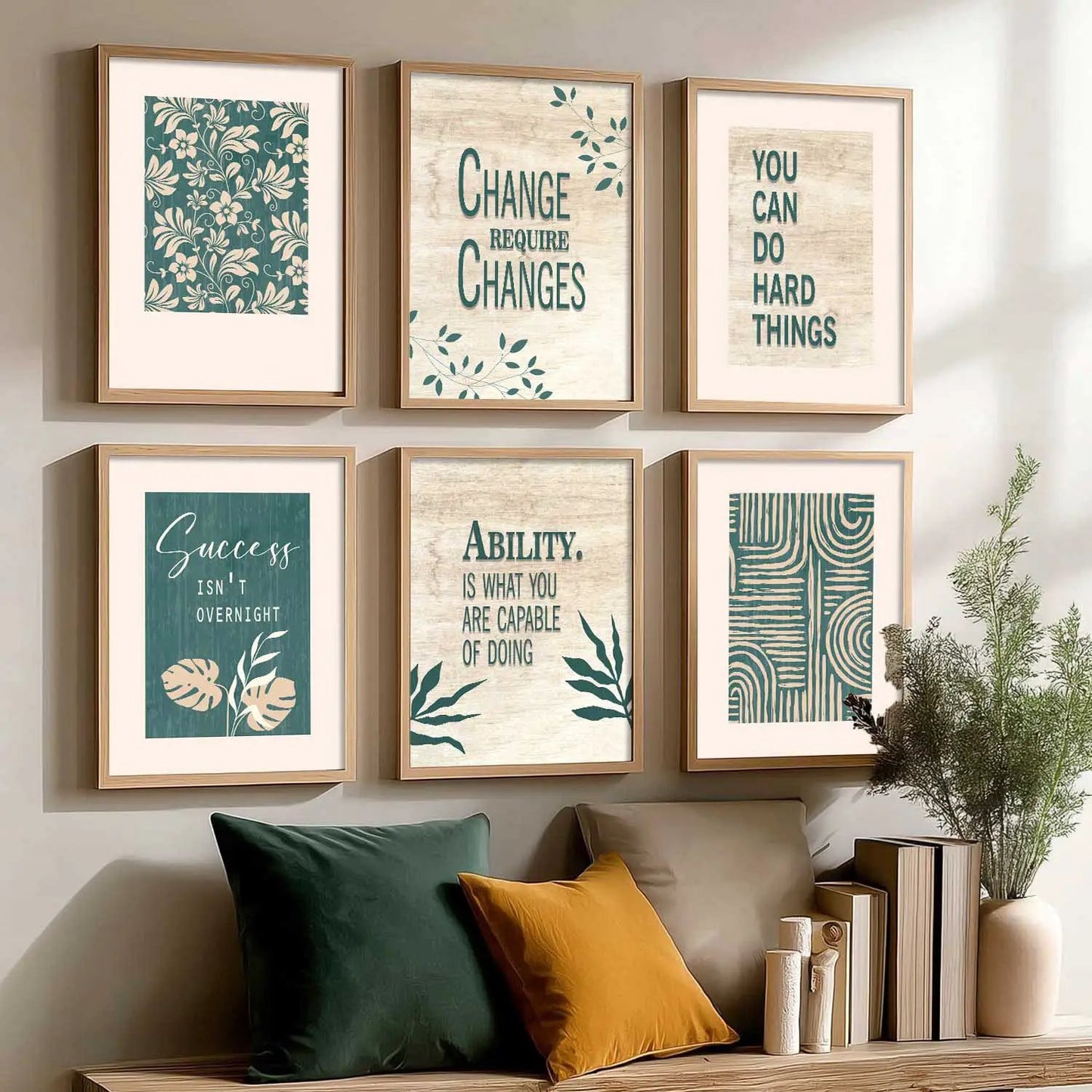Motivational Quotes Framed Posters for Home Living Room Bedroom and Office Wall Decor Set of 6