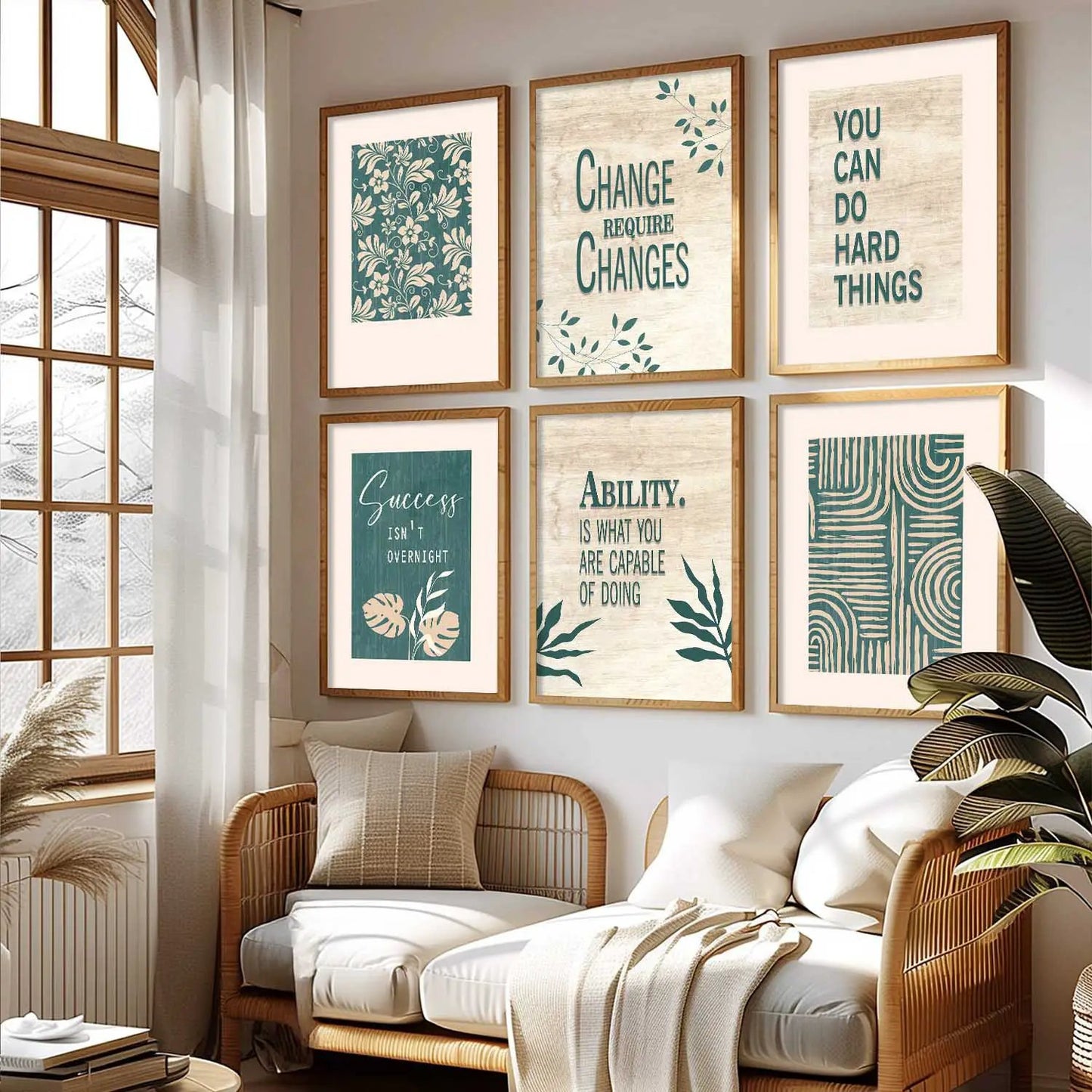 Motivational Quotes Framed Posters for Home Living Room Bedroom and Office Wall Decor Set of 6