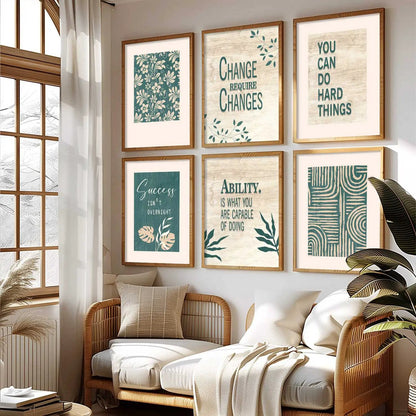 Motivational Quotes Framed Posters for Home Living Room Bedroom and Office Wall Decor Set of 6