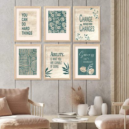 Motivational Quotes Framed Posters for Home Living Room Bedroom and Office Wall Decor Set of 6