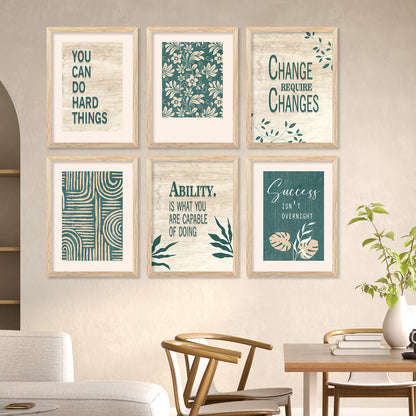 Motivational Quotes Framed Posters for Home Living Room Bedroom and Office Wall Decor Set of 6