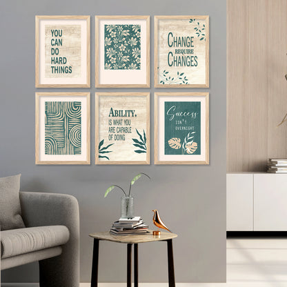 Motivational Quotes Framed Posters for Home Living Room Bedroom and Office Wall Decor Set of 6