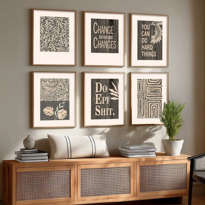Motivational Quotes Framed Posters for Home Living Room Bedroom and Office Wall Decor Set of 6