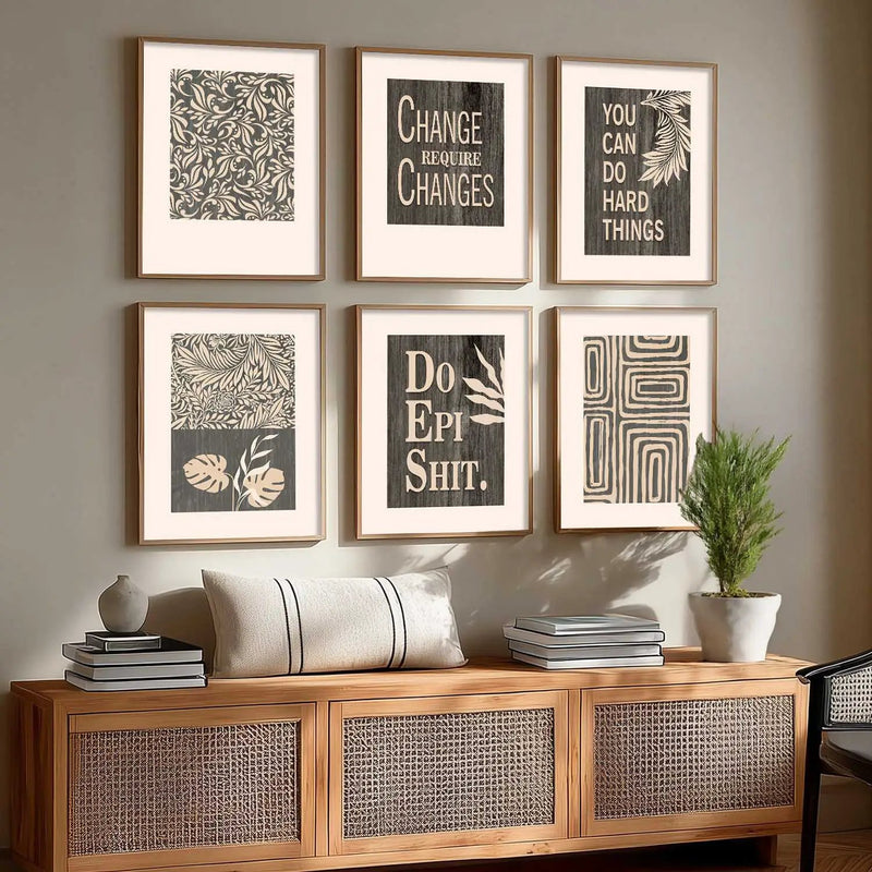 Motivational Quotes Framed Posters for Home Living Room Bedroom and Office Wall Decor Set of 6