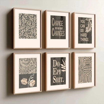 Motivational Quotes Framed Posters for Home Living Room Bedroom and Office Wall Decor Set of 6