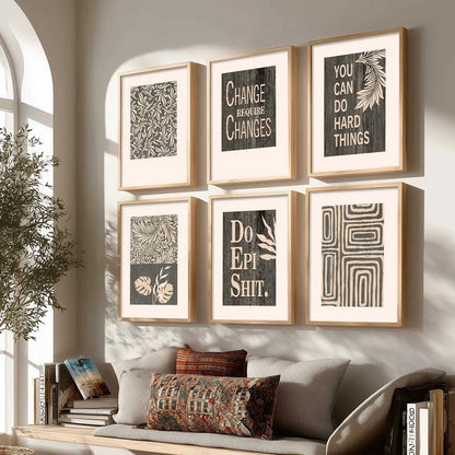 Motivational Quotes Framed Posters for Home Living Room Bedroom and Office Wall Decor Set of 6