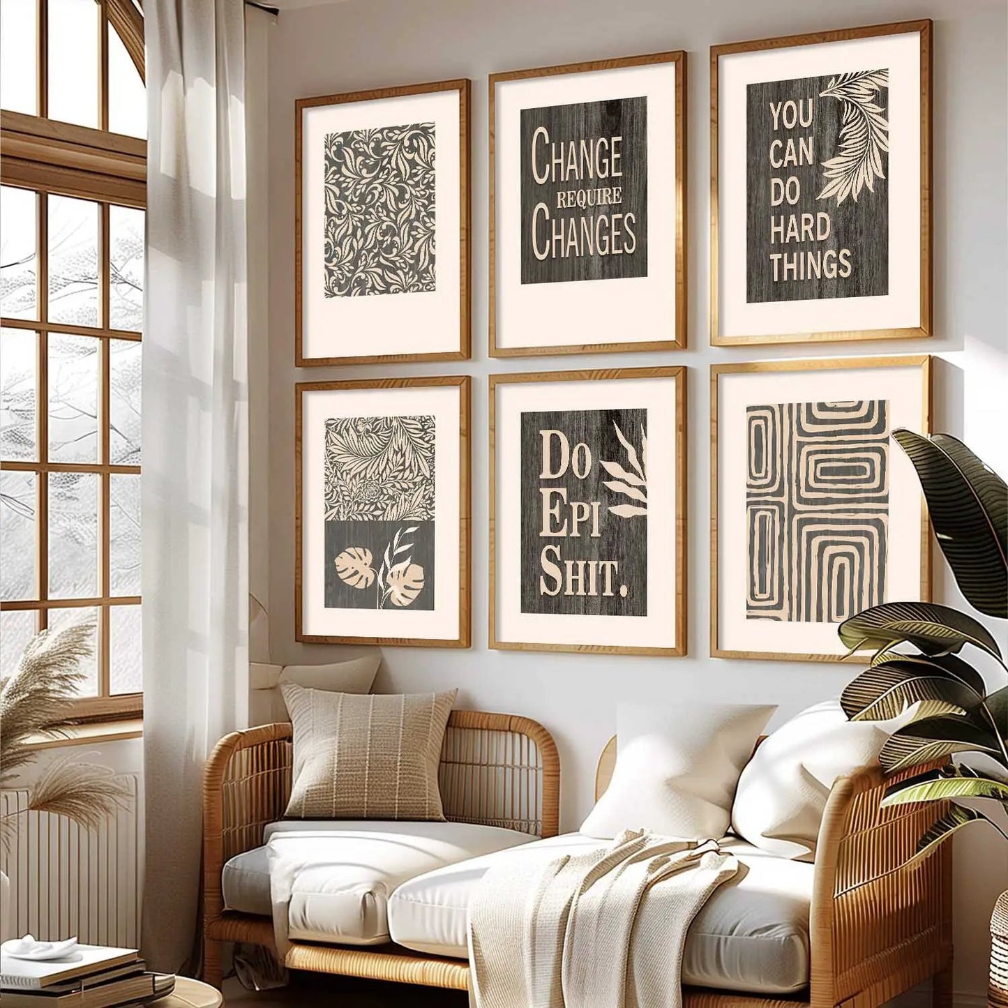 Motivational Quotes Framed Posters for Home Living Room Bedroom and Office Wall Decor Set of 6