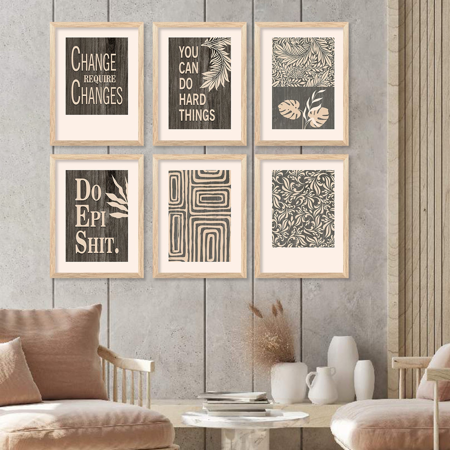 Motivational Quotes Framed Posters for Home Living Room Bedroom and Office Wall Decor Set of 6