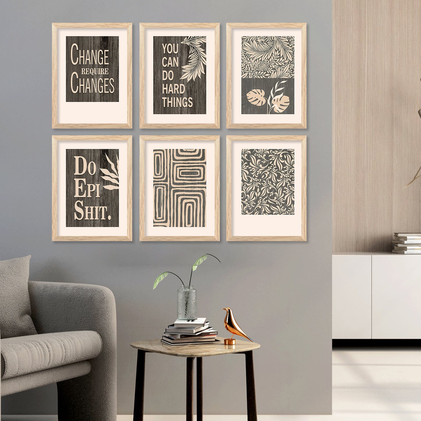 Motivational Quotes Framed Posters for Home Living Room Bedroom and Office Wall Decor Set of 6