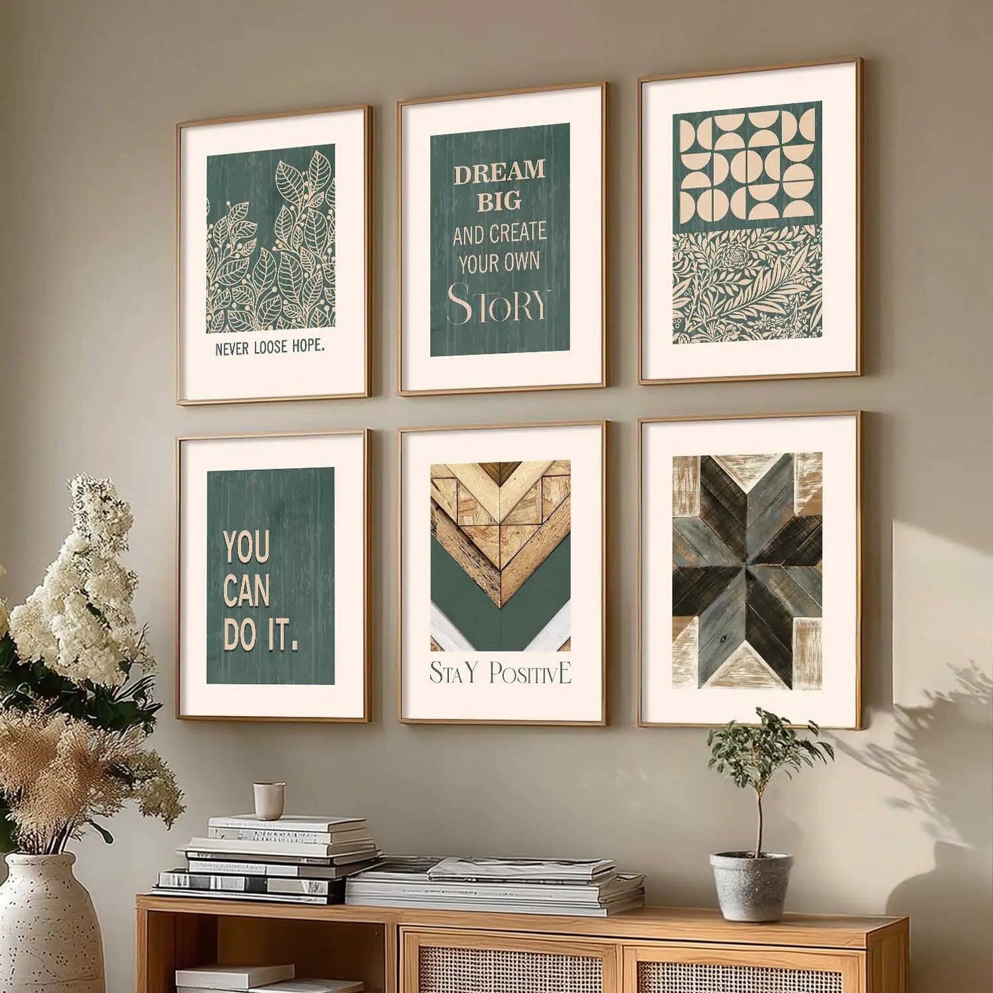 Motivational Quotes Framed Posters for Home Living Room Bedroom and Office Wall Decor Set of 6
