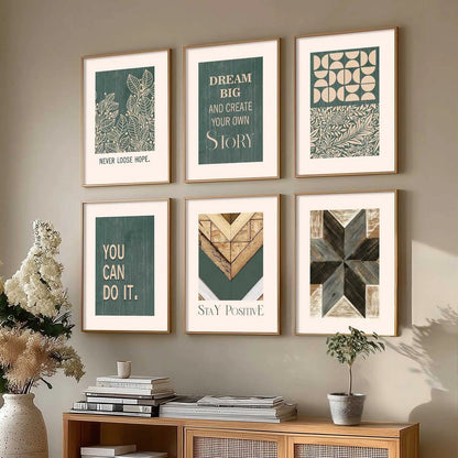 Motivational Quotes Framed Posters for Home Living Room Bedroom and Office Wall Decor Set of 6