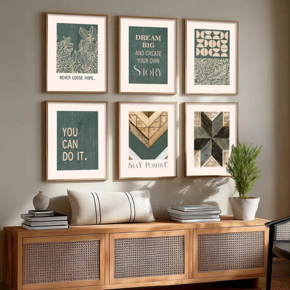 Motivational Quotes Framed Posters for Home Living Room Bedroom and Office Wall Decor Set of 6
