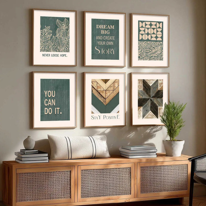 Motivational Quotes Framed Posters for Home Living Room Bedroom and Office Wall Decor Set of 6