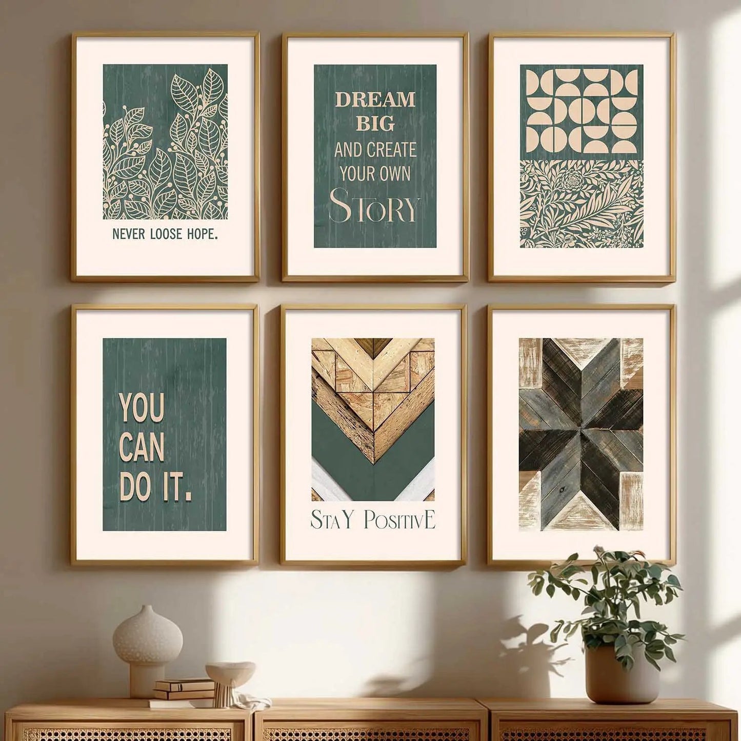 Motivational Quotes Framed Posters for Home Living Room Bedroom and Office Wall Decor Set of 6