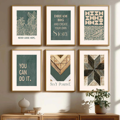 Motivational Quotes Framed Posters for Home Living Room Bedroom and Office Wall Decor Set of 6