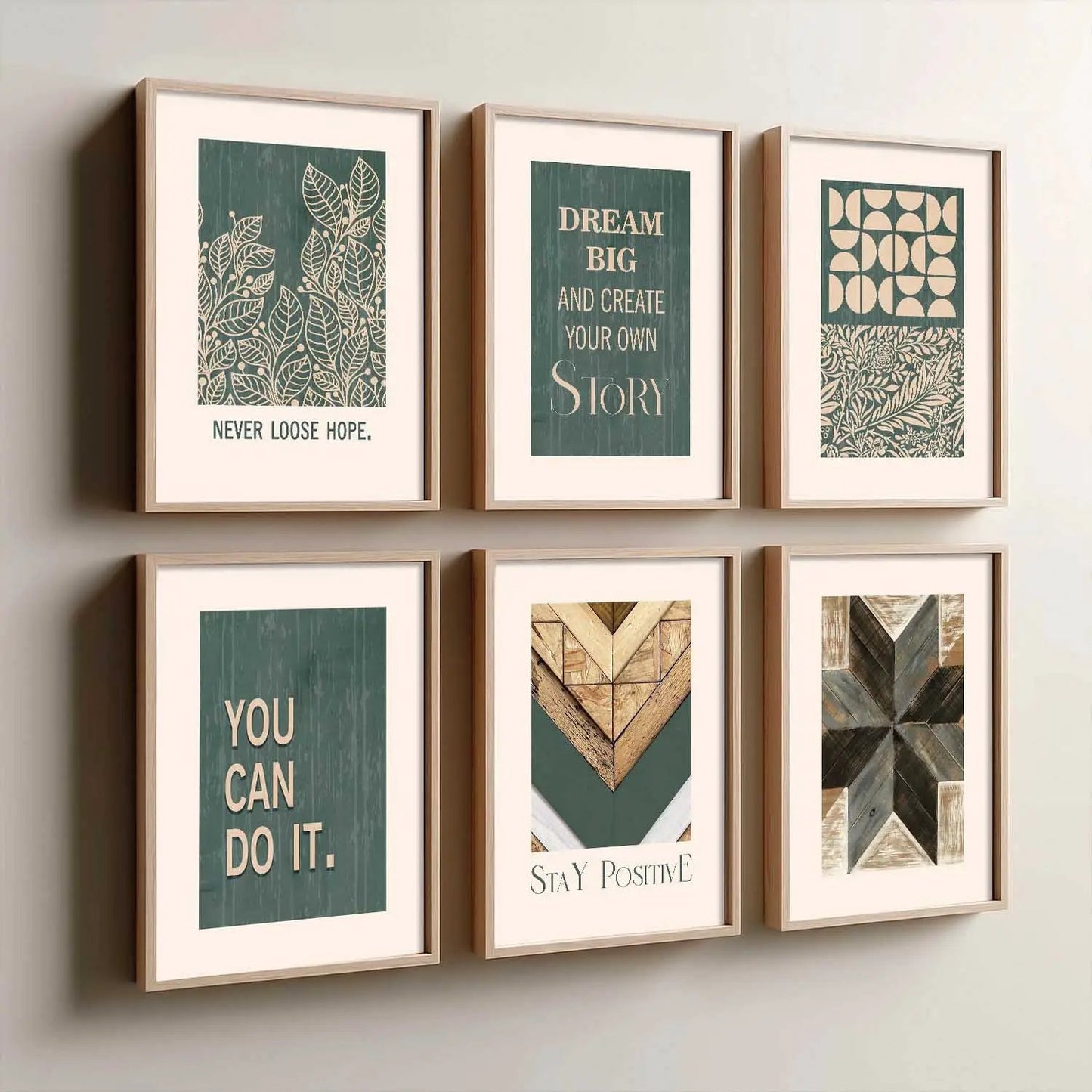 Motivational Quotes Framed Posters for Home Living Room Bedroom and Office Wall Decor Set of 6