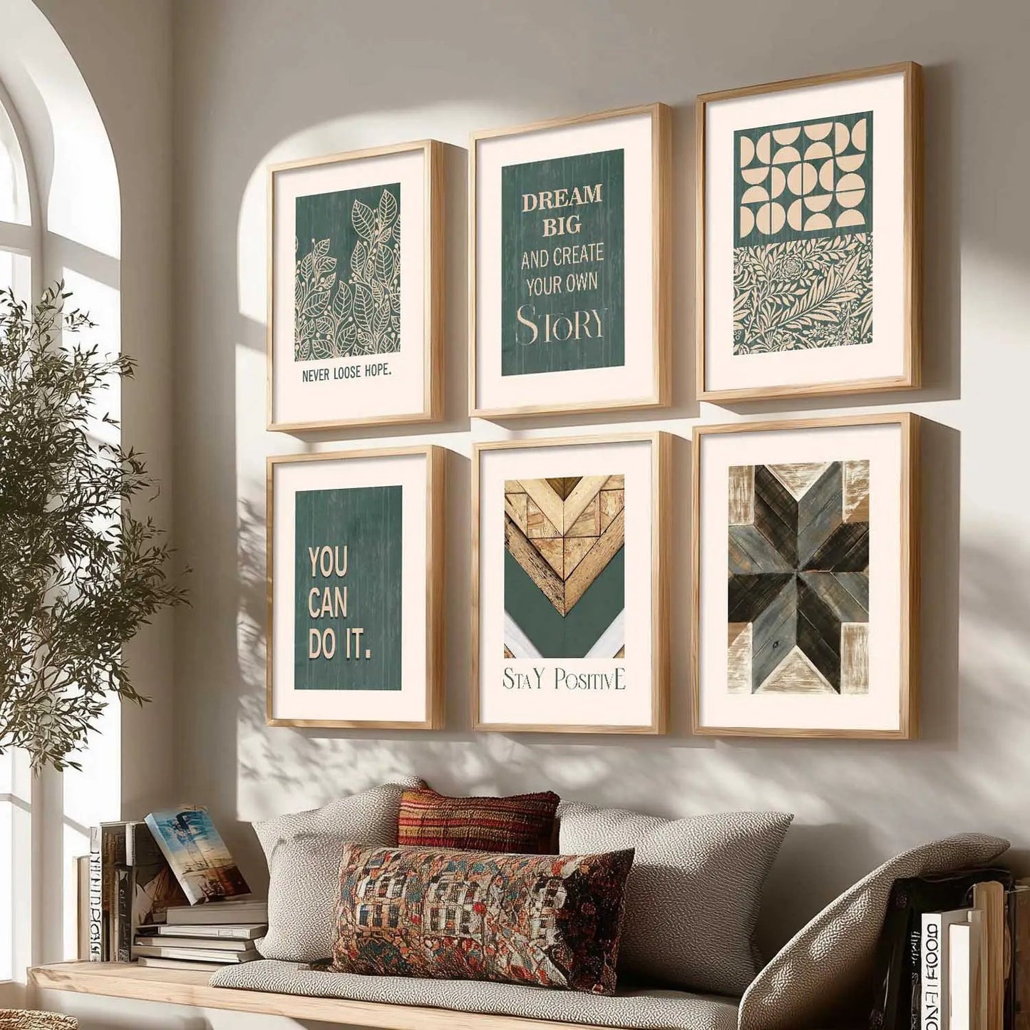 Motivational Quotes Framed Posters for Home Living Room Bedroom and Office Wall Decor Set of 6