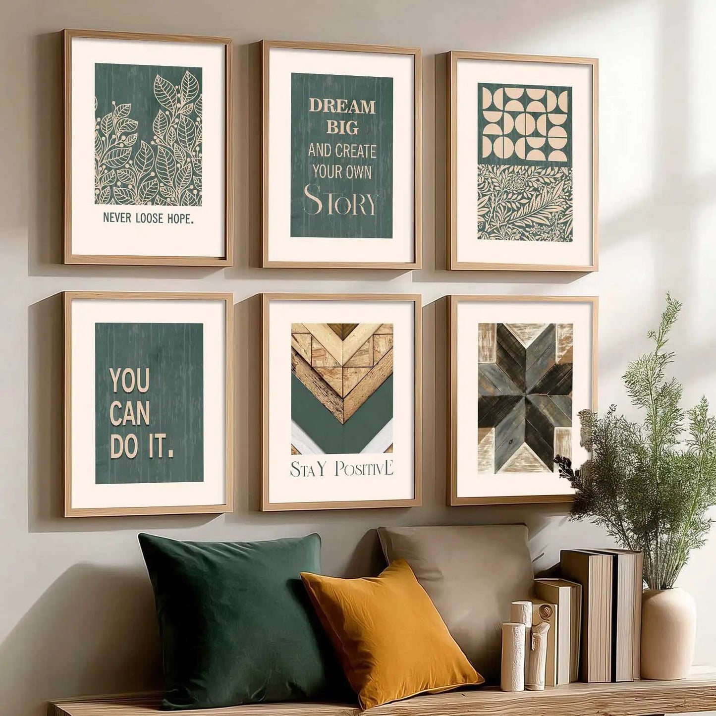 Motivational Quotes Framed Posters for Home Living Room Bedroom and Office Wall Decor Set of 6