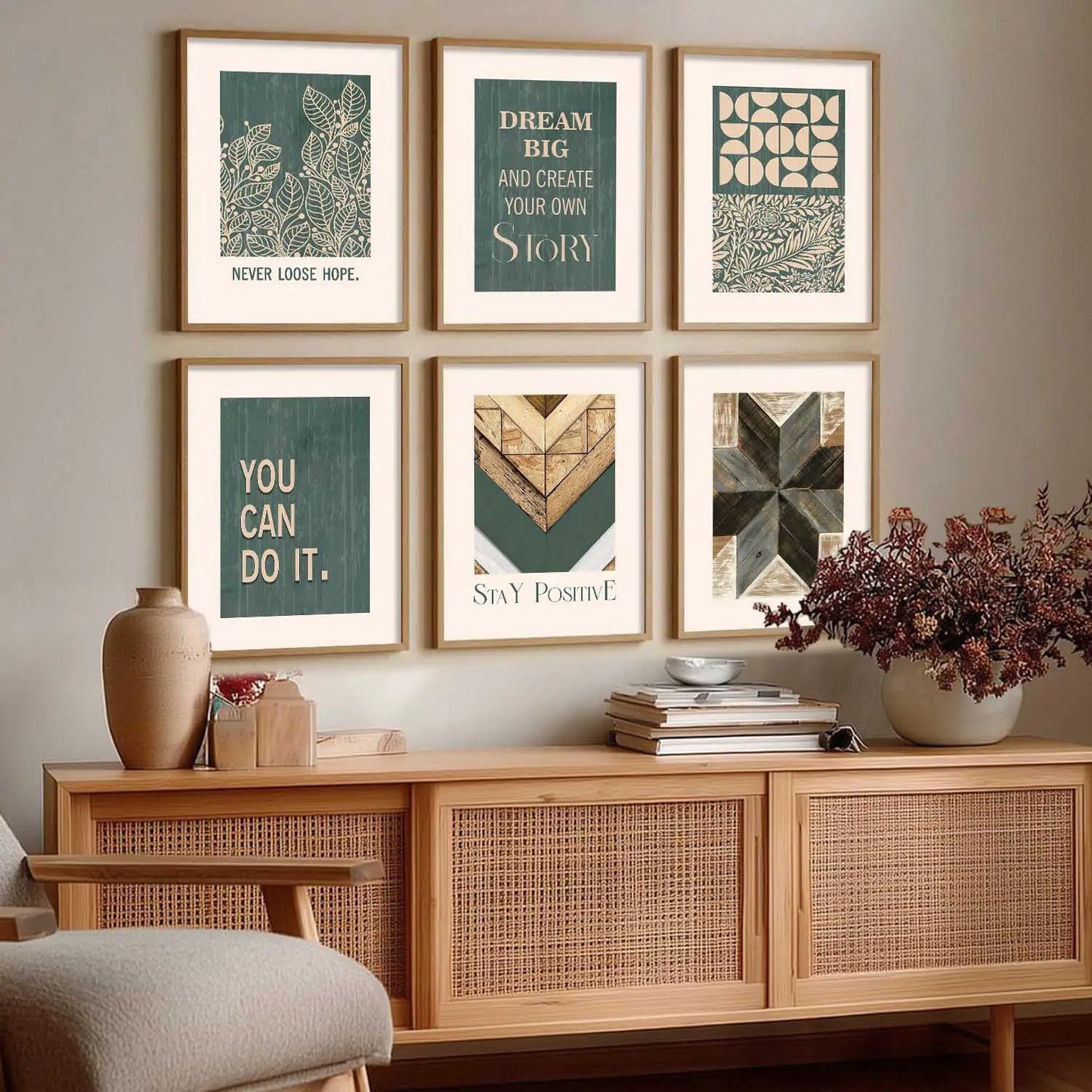 Motivational Quotes Framed Posters for Home Living Room Bedroom and Office Wall Decor Set of 6