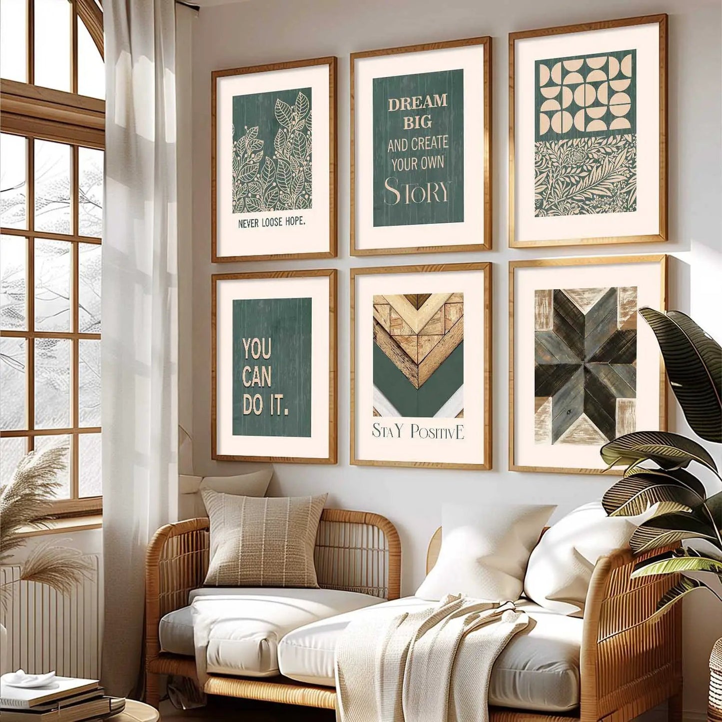 Motivational Quotes Framed Posters for Home Living Room Bedroom and Office Wall Decor Set of 6