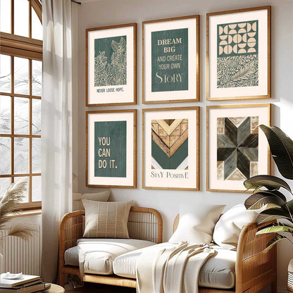 Motivational Quotes Framed Posters for Home Living Room Bedroom and Office Wall Decor Set of 6