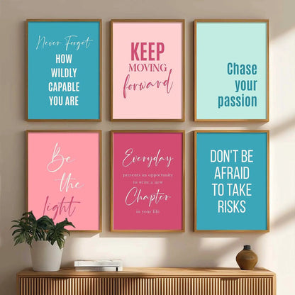 Motivational Quotes Vibrant Colors Posters with Frame for Office Living Room Bedroom Study Room School Wall Decor Set of 6 by Kotart store