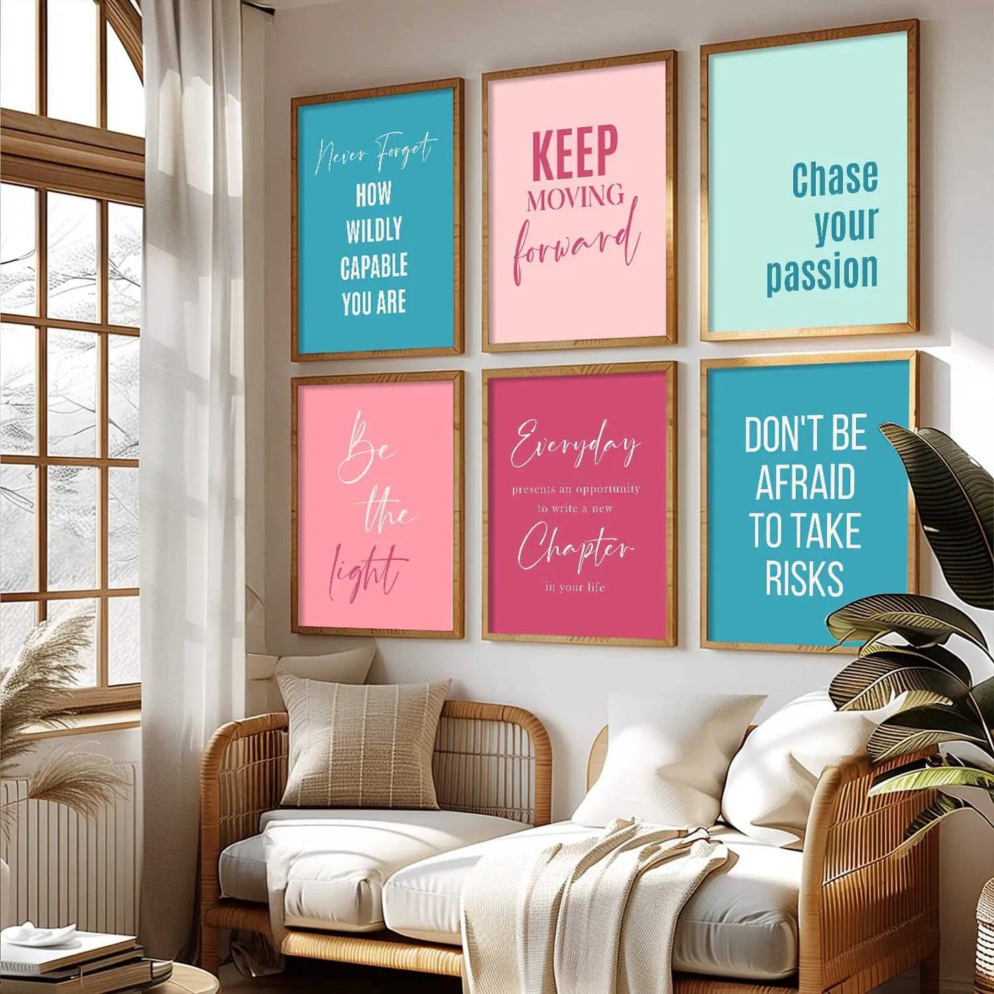 Motivational Quotes Vibrant Colors Posters with Frame for Office Living Room Bedroom Study Room School Wall Decor Set of 6 by Kotart store