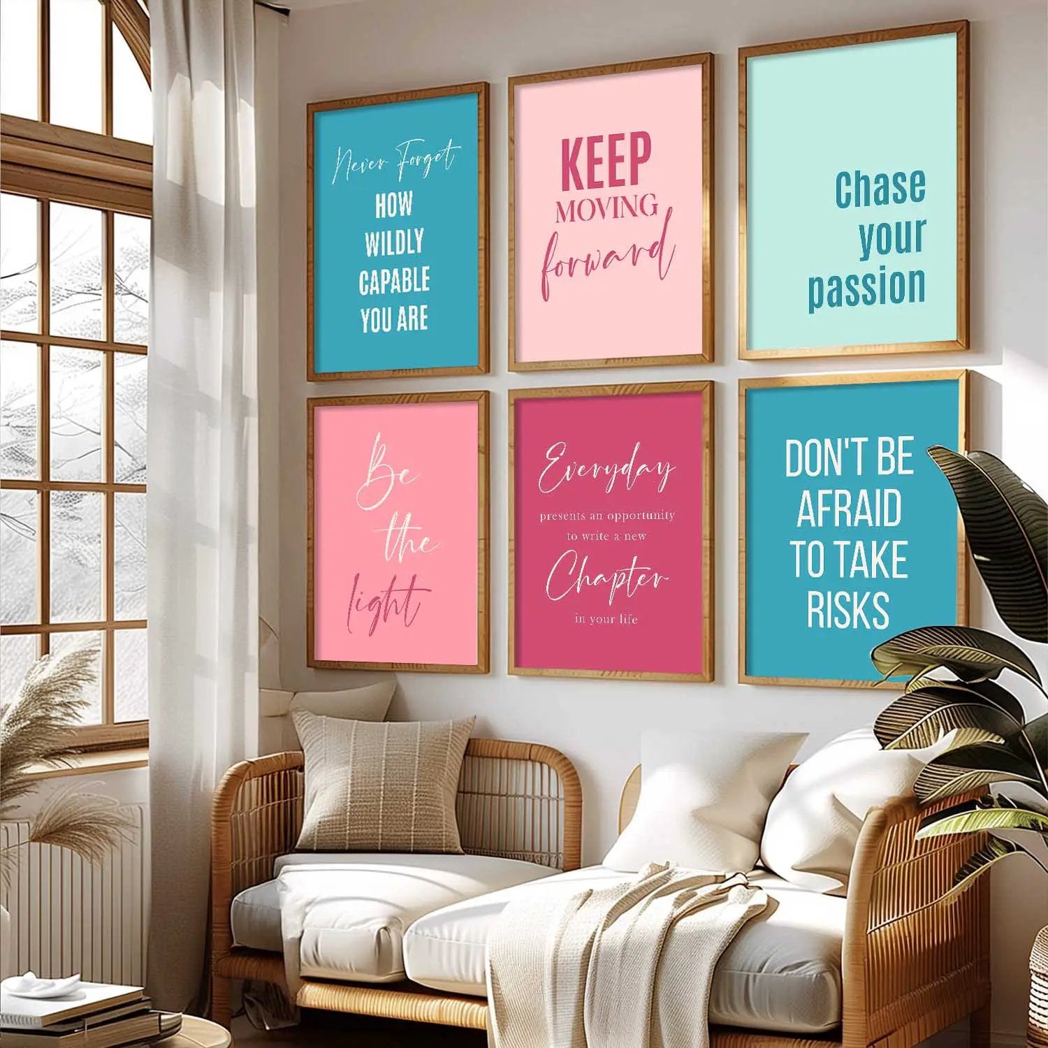 Motivational Quotes Vibrant Colors Posters with Frame for Office Living Room Bedroom Study Room School Wall Decor Set of 6 by Kotart store
