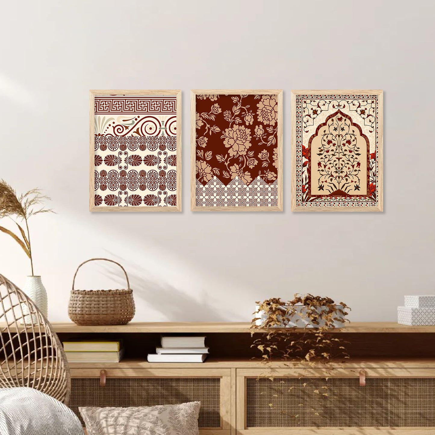 Traditional Indian Prints with Frame for Home Living Room Bedroom and Office Wall Decor Set of 6