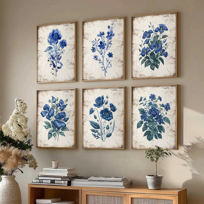 Floral Inspired Elegant Wall Decor Prints with Frame for Home Living Room Bedroom and Office Wall Decor Set of 6
