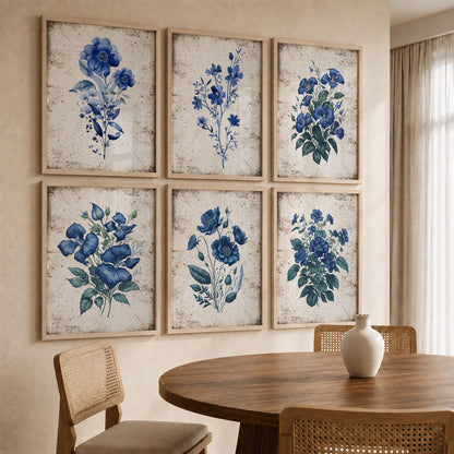Floral Inspired Elegant Wall Decor Prints with Frame for Home Living Room Bedroom and Office Wall Decor Set of 6