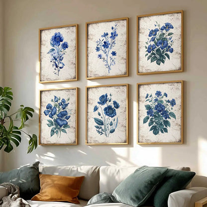 Floral Inspired Elegant Wall Decor Prints with Frame for Home Living Room Bedroom and Office Wall Decor Set of 6