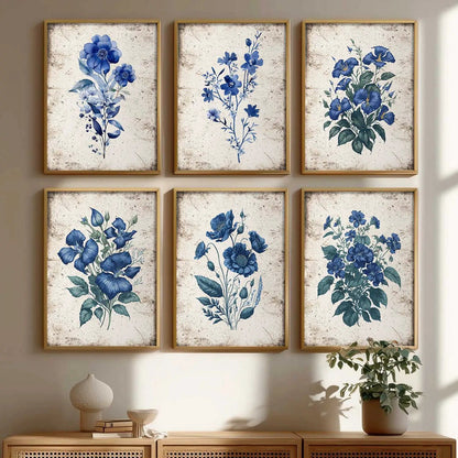 Floral Inspired Elegant Wall Decor Prints with Frame for Home Living Room Bedroom and Office Wall Decor Set of 6