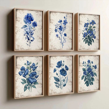 Floral Inspired Elegant Wall Decor Prints with Frame for Home Living Room Bedroom and Office Wall Decor Set of 6