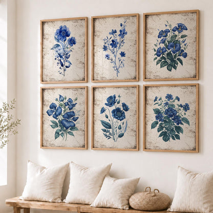 Floral Inspired Elegant Wall Decor Prints with Frame for Home Living Room Bedroom and Office Wall Decor Set of 6