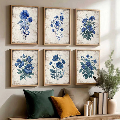 Floral Inspired Elegant Wall Decor Prints with Frame for Home Living Room Bedroom and Office Wall Decor Set of 6