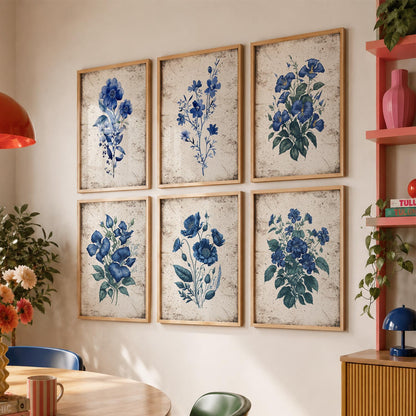 Floral Inspired Elegant Wall Decor Prints with Frame for Home Living Room Bedroom and Office Wall Decor Set of 6